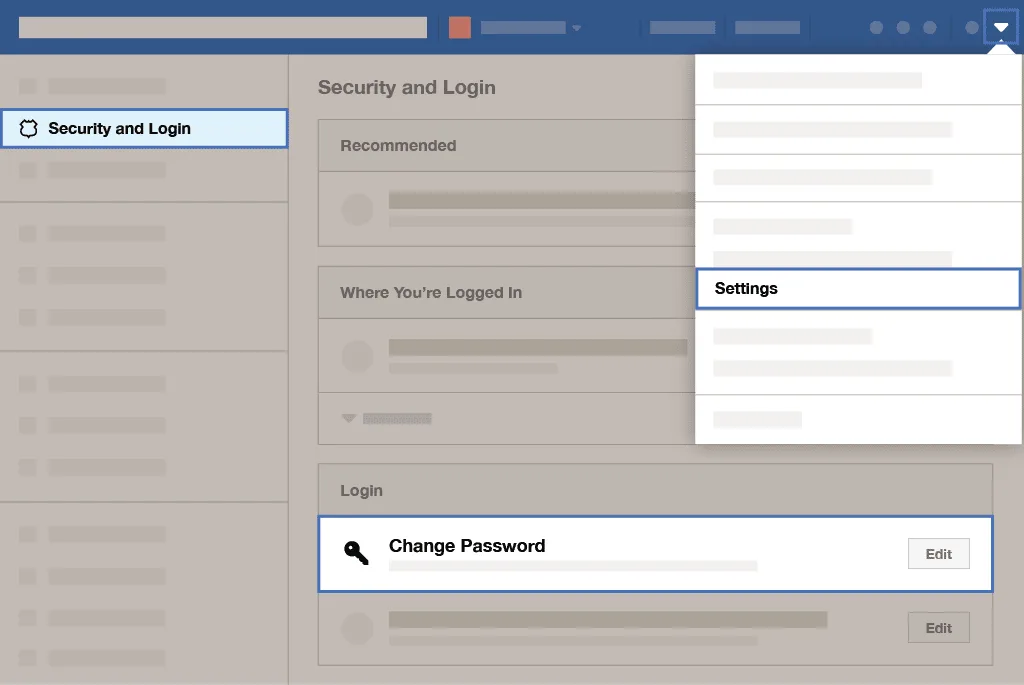 changer mot de passe Facebook