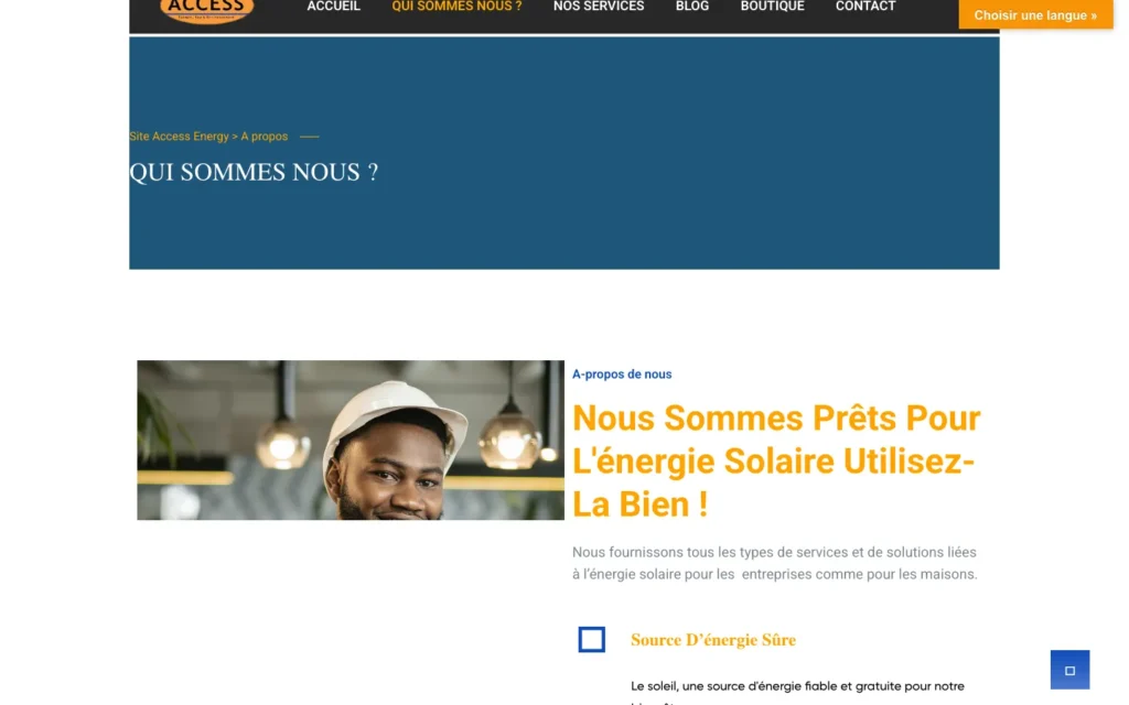 Site web ACCESS : page interne 1