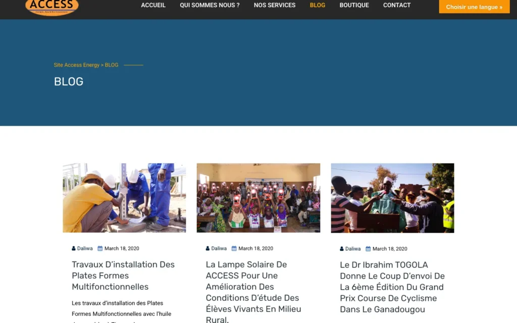 Site web ACCESS : page interne 2