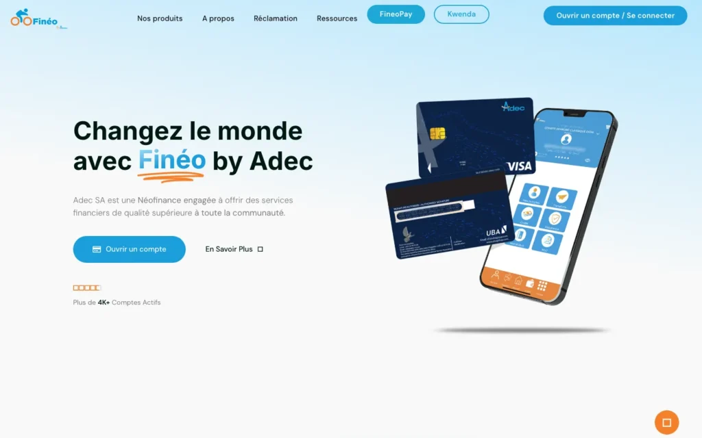 Site web ADEC : page d'accueil