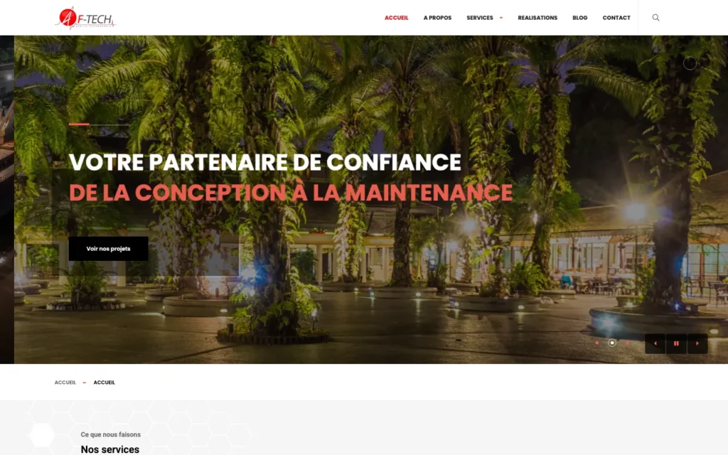 Site web AF-Tech : page d'accueil