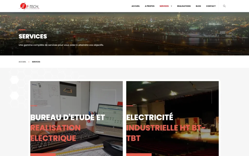 Site web AF-Tech : page interne 2