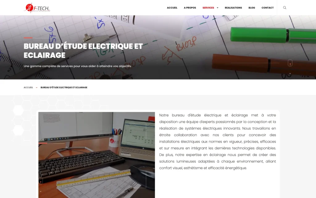Site web AF-Tech : page interne 3