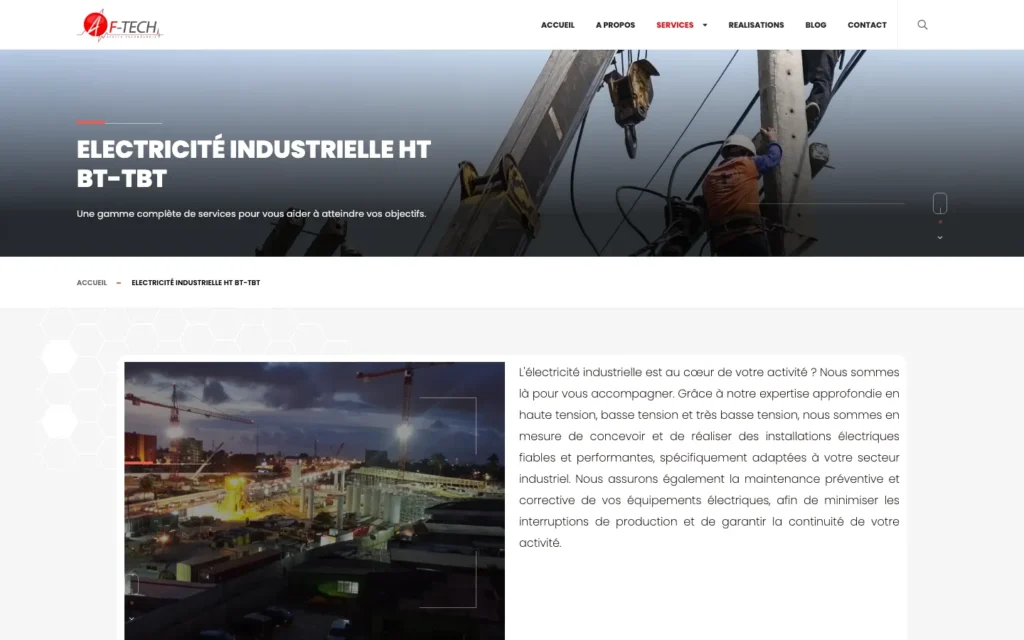 Site web AF-Tech : page interne 4