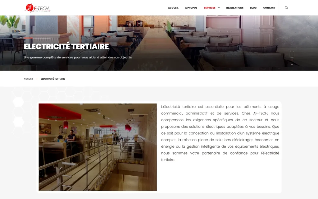 Site web AF-Tech : page interne 5