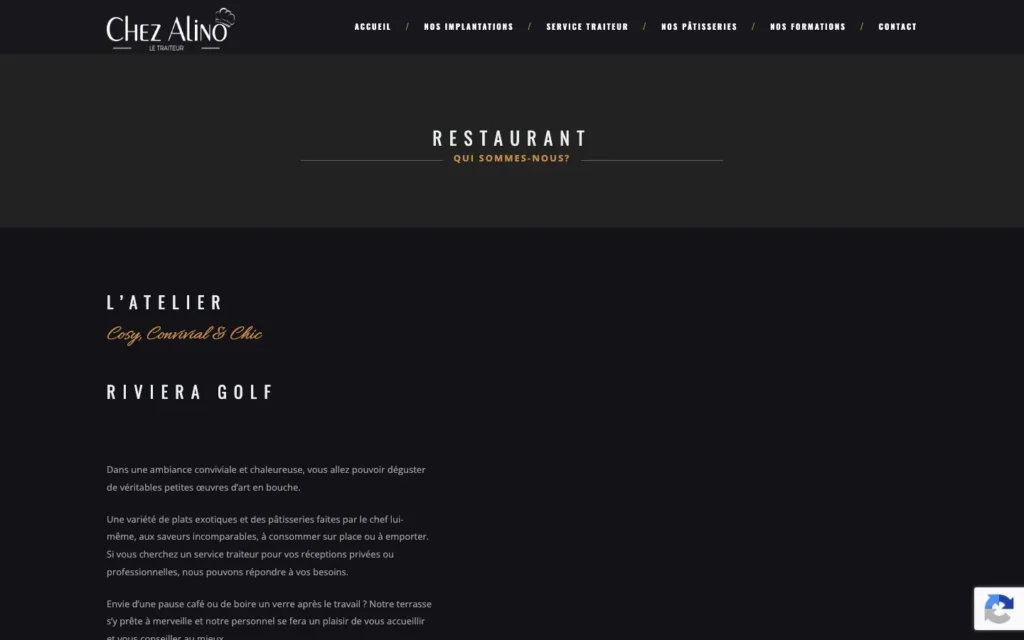 Site web Chez Alino : page interne 1