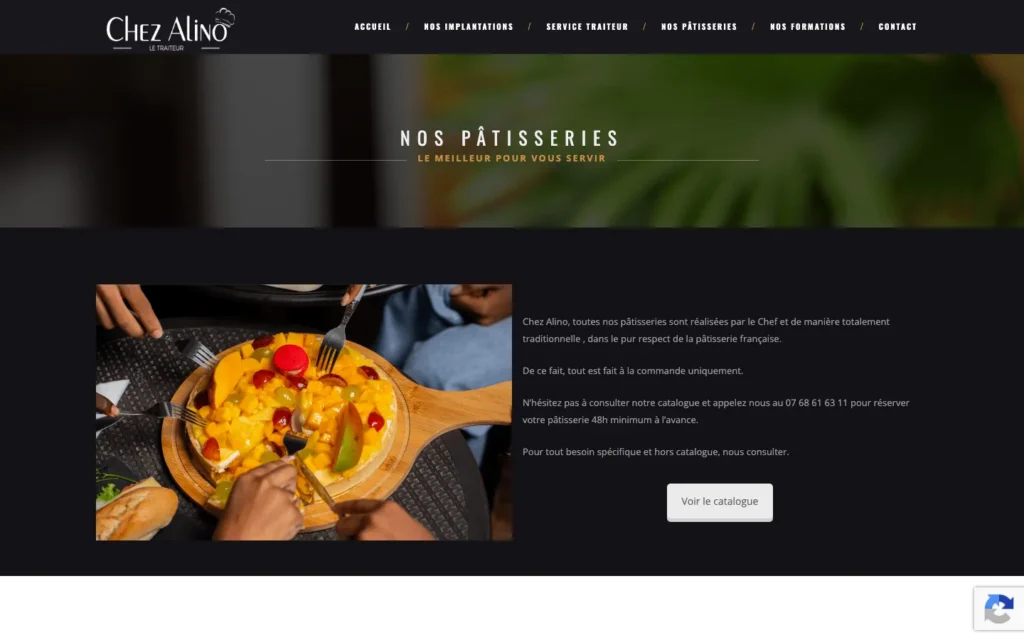 Site web Chez Alino : page interne 3