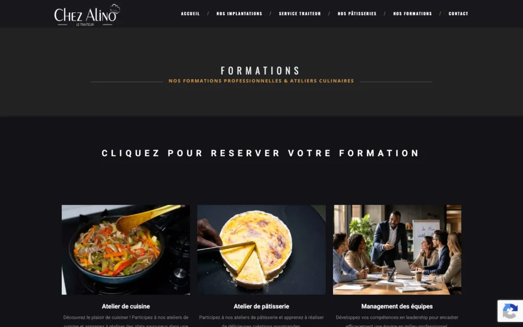 Site web Chez Alino : page interne 4