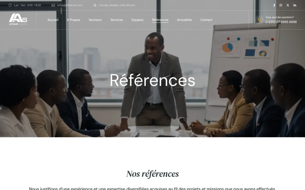 Site web Athari Advisors : page interne 4