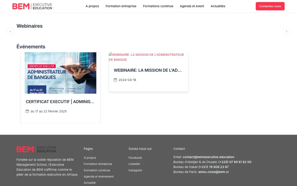 Site web BEM Executive Education : page interne 4