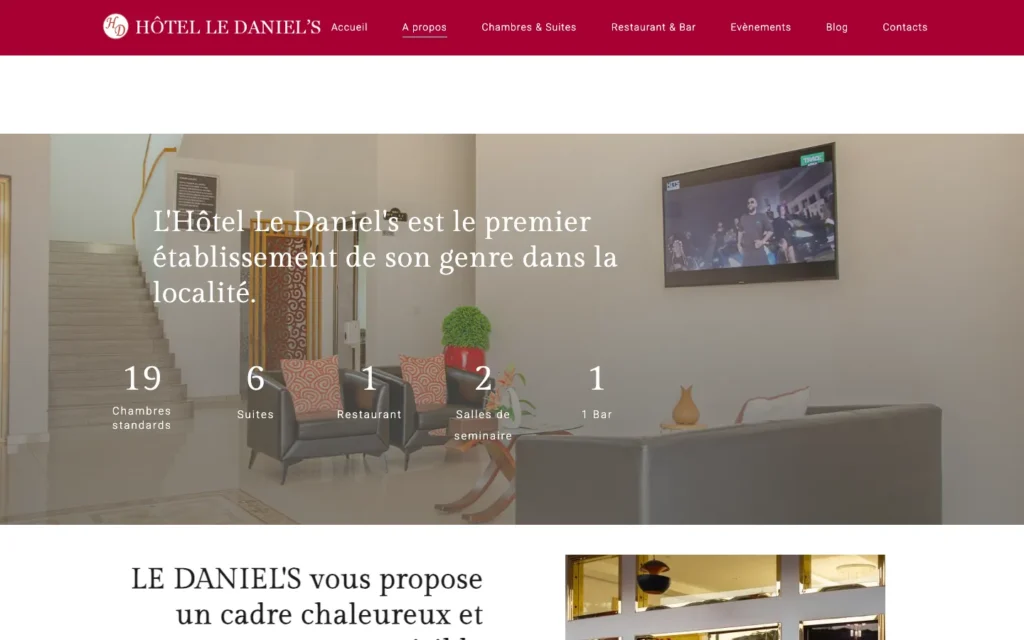 Site web Hôtel Le Daniel's : page interne 1