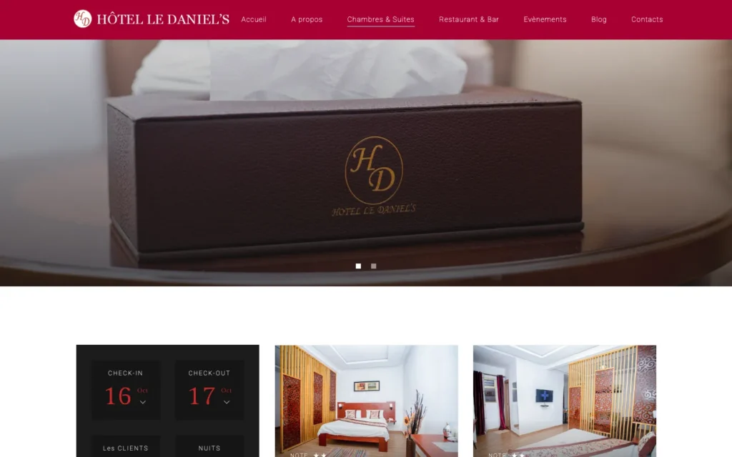 Site web Hôtel Le Daniel's : page interne 2