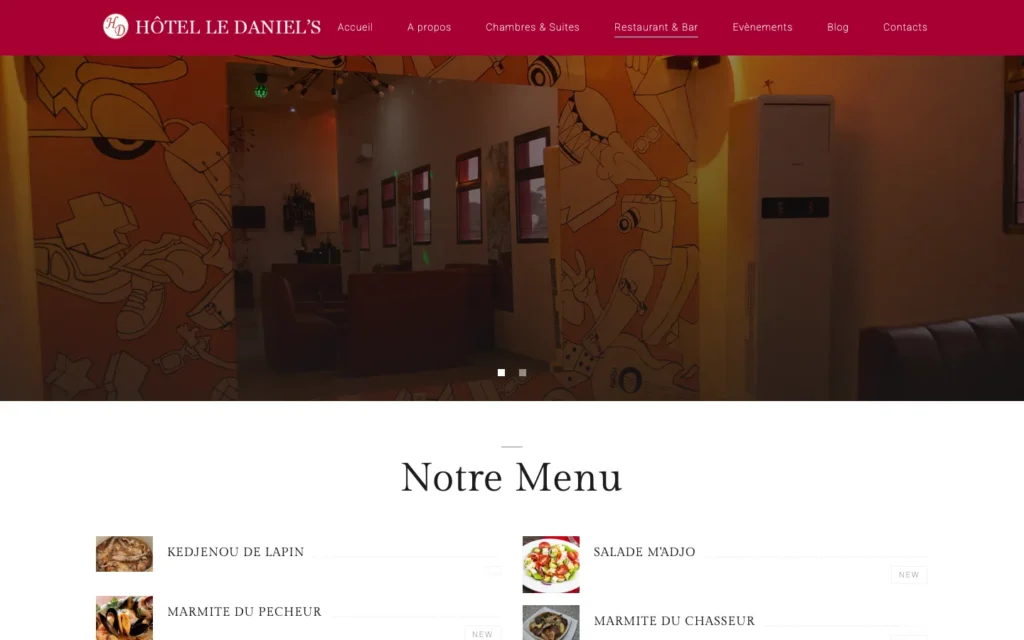 Site web Hôtel Le Daniel's : page interne 3