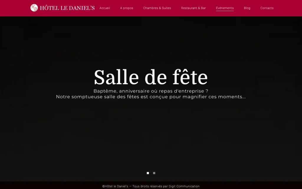 Site web Hôtel Le Daniel's : page interne 4