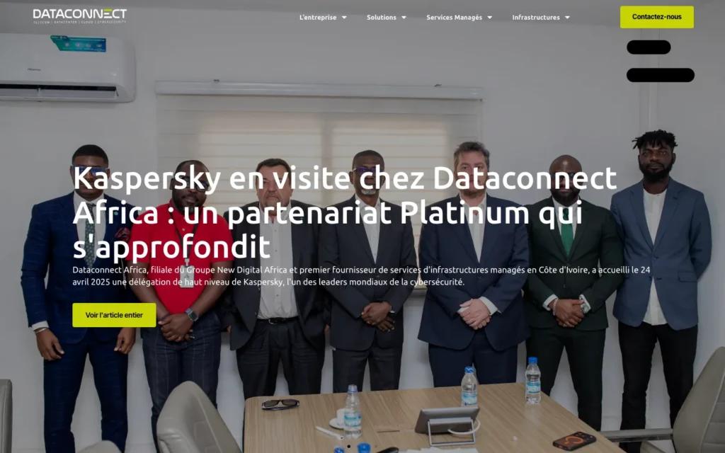 Site web Dataconnect : page d'accueil