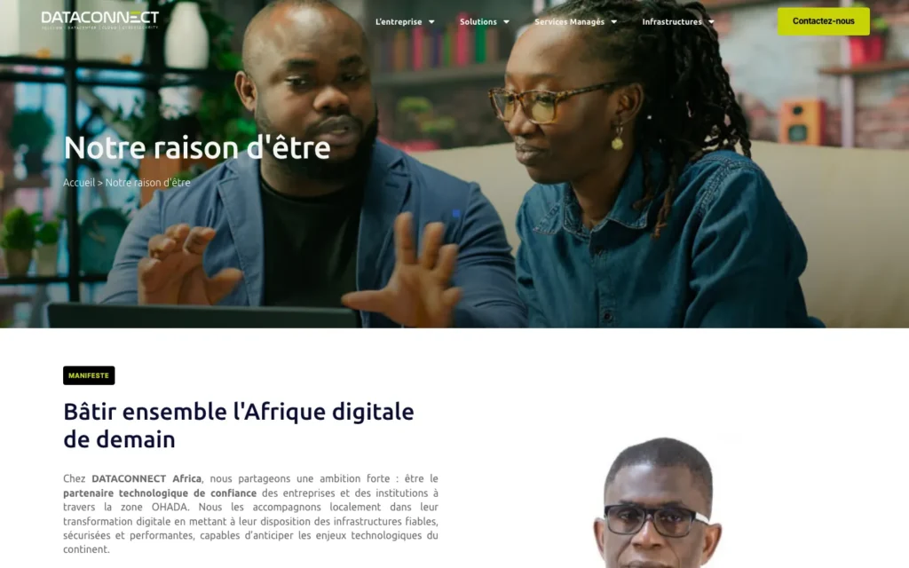 Site web Dataconnect : page interne 1