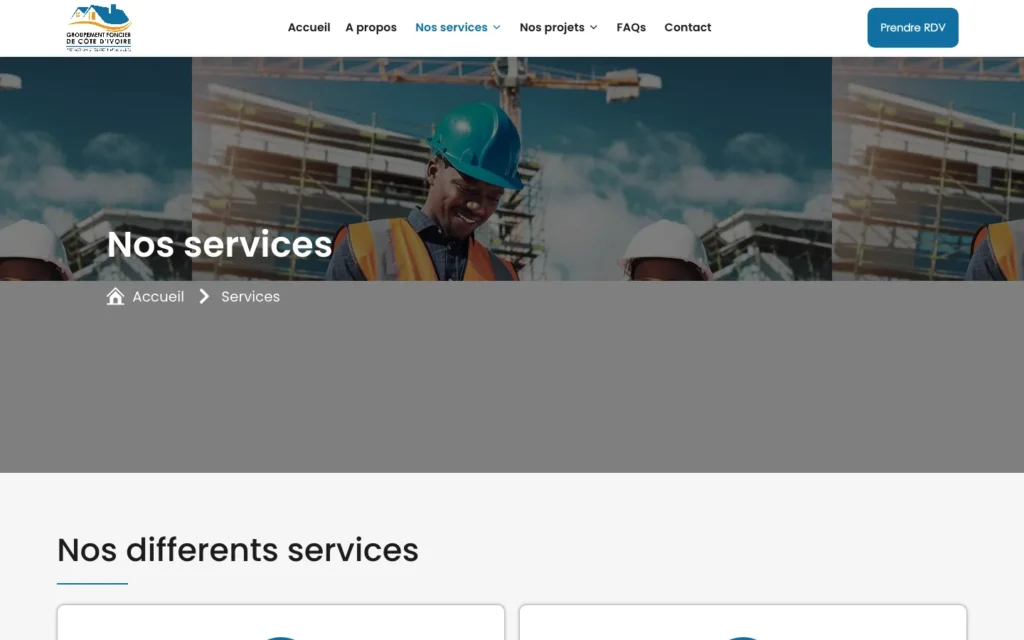 Site web Groupement Foncier de Côte d'Ivoire : page interne 2