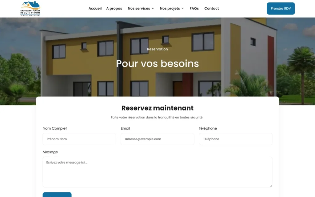 Site web Groupement Foncier de Côte d'Ivoire : page interne 3