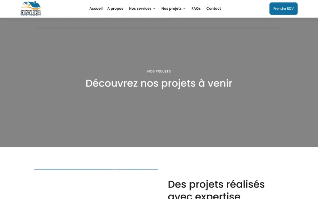 Site web Groupement Foncier de Côte d'Ivoire : page interne 4