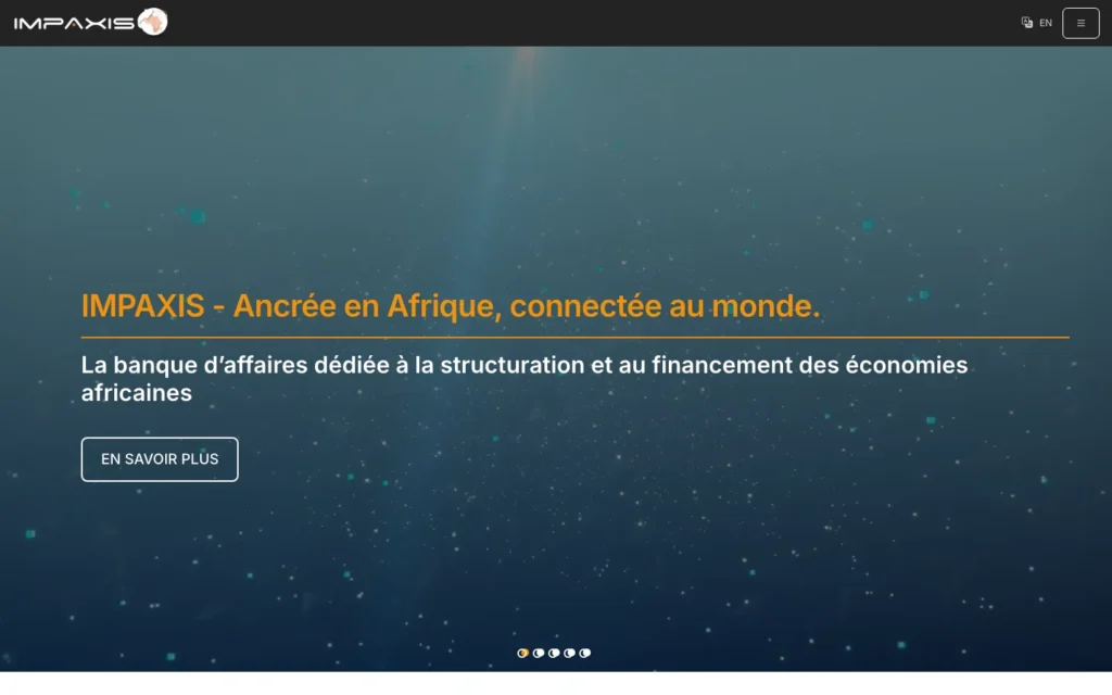 Site web Impaxis Groupe : page d'accueil