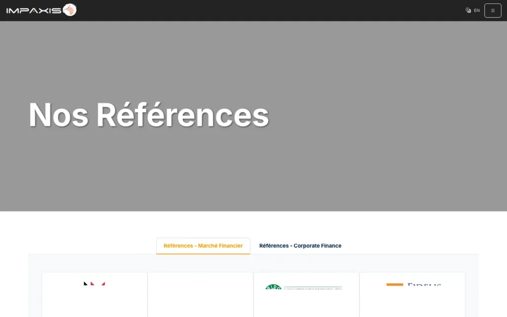Site web Impaxis Groupe : page interne 2