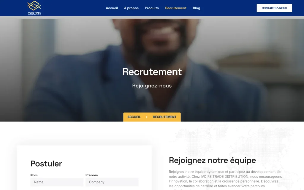 Site web Ivoire Trade Distribution : page interne 3