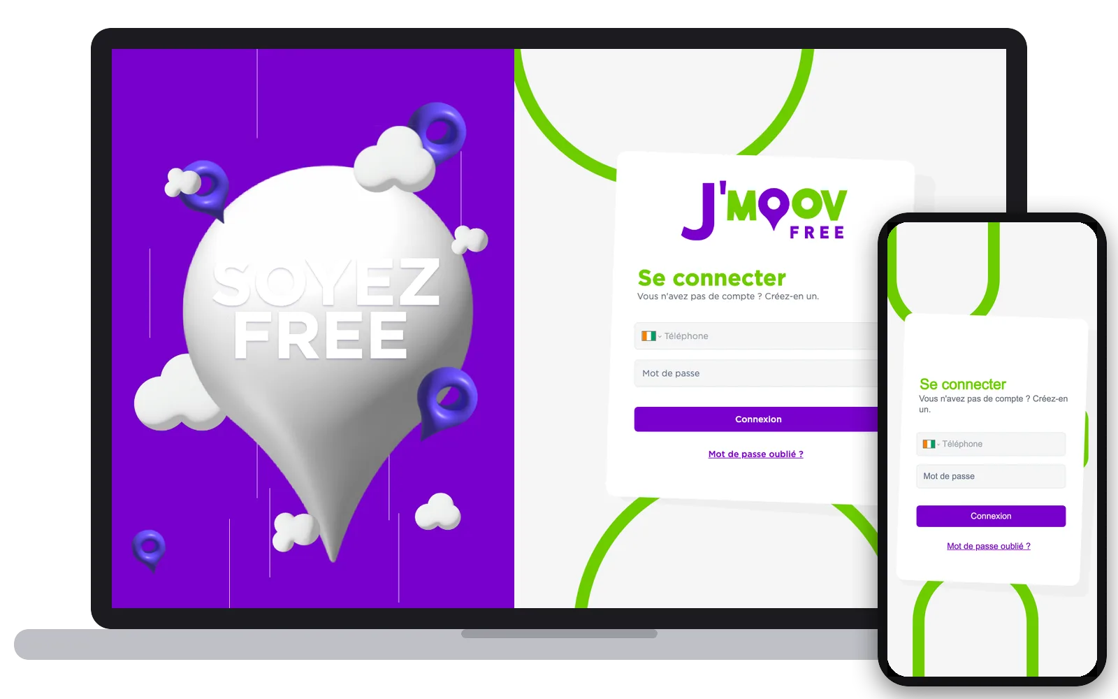 JeMoovFree : site web sur ordinateur et smartphone, réalisé par Digit Communication
