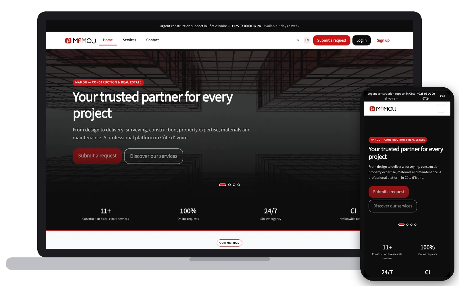 Mamou : site web sur ordinateur et smartphone, réalisé par Digit Communication