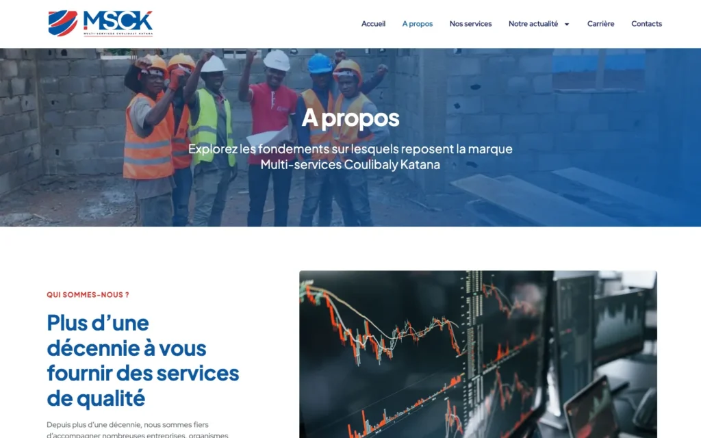 Site web MSCK : page interne 1