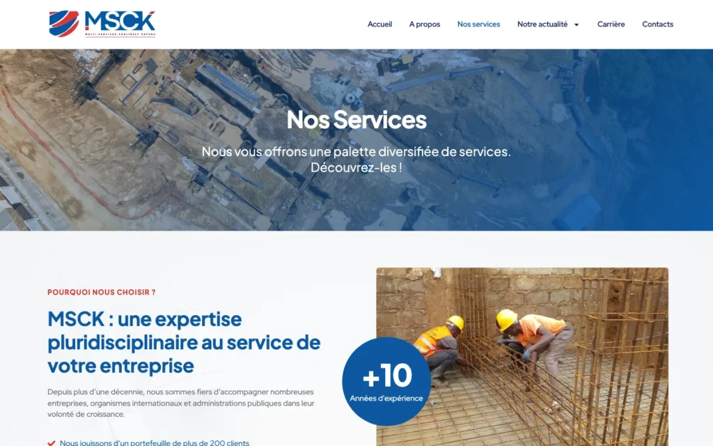 Site web MSCK : page interne 2