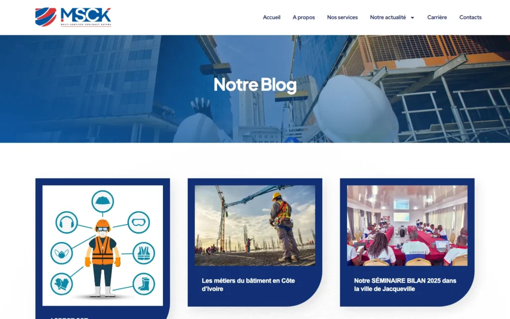 Site web MSCK : page interne 4