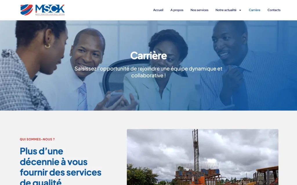 Site web MSCK : page interne 5