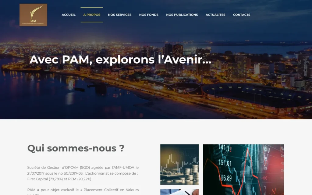 Site web PhoenixAfrica Asset Management : page interne 1
