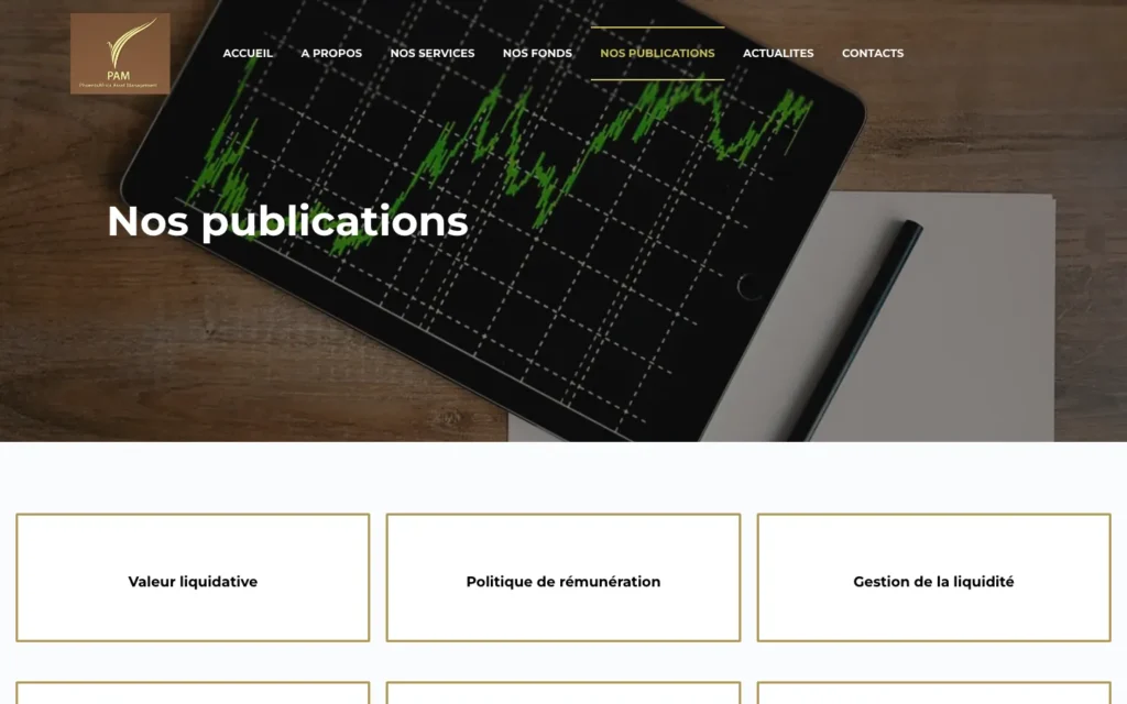 Site web PhoenixAfrica Asset Management : page interne 4