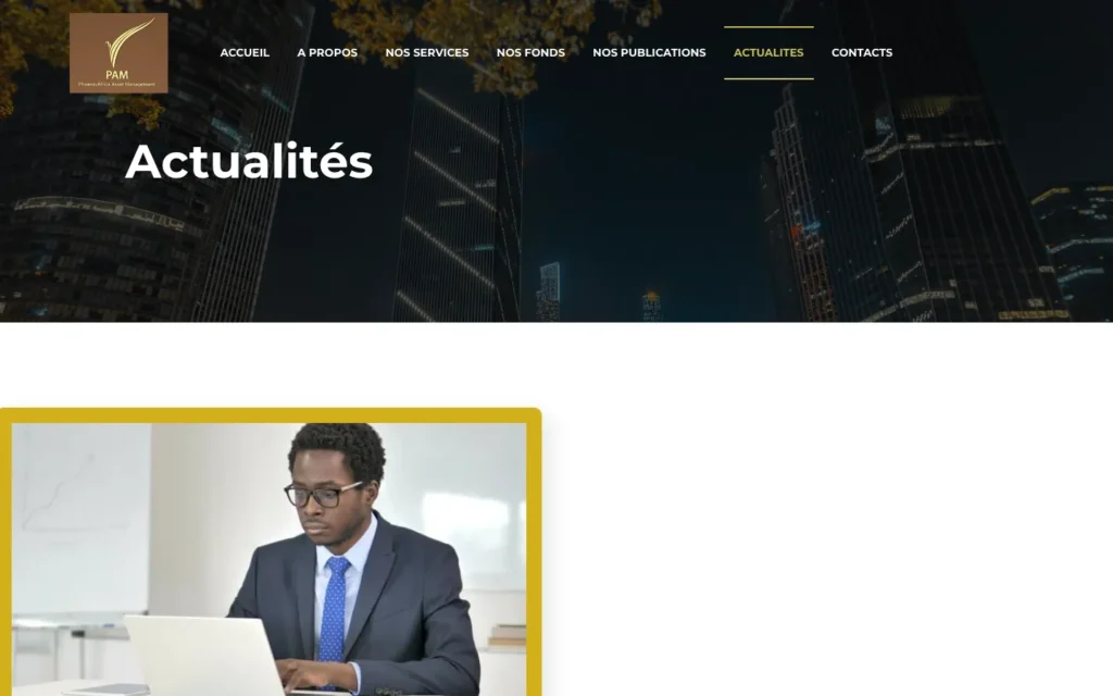 Site web PhoenixAfrica Asset Management : page interne 5