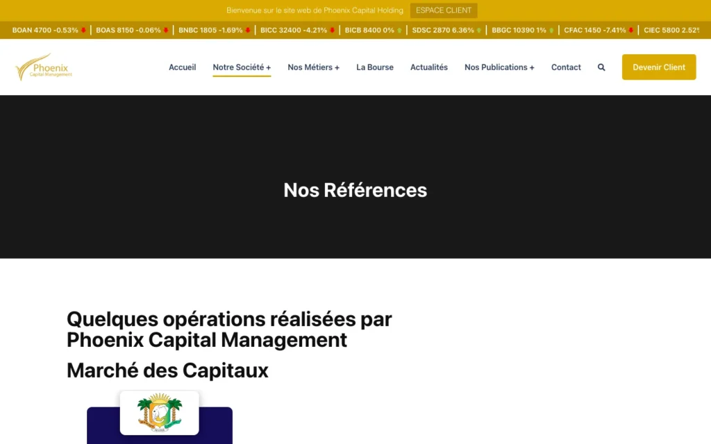Site web Phoenix Capital Management : page interne 3