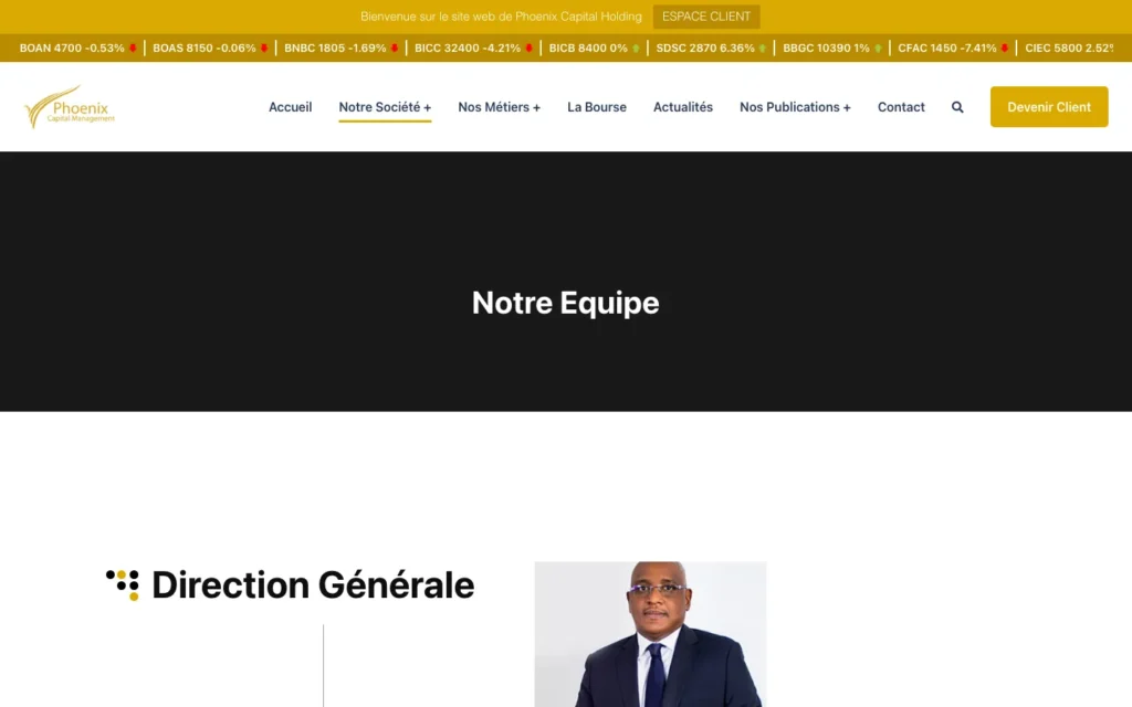 Site web Phoenix Capital Management : page interne 4