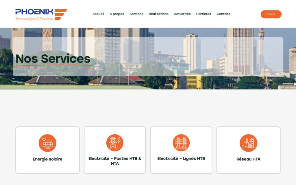 Site web Phoenix Technologies & Services : page interne 2