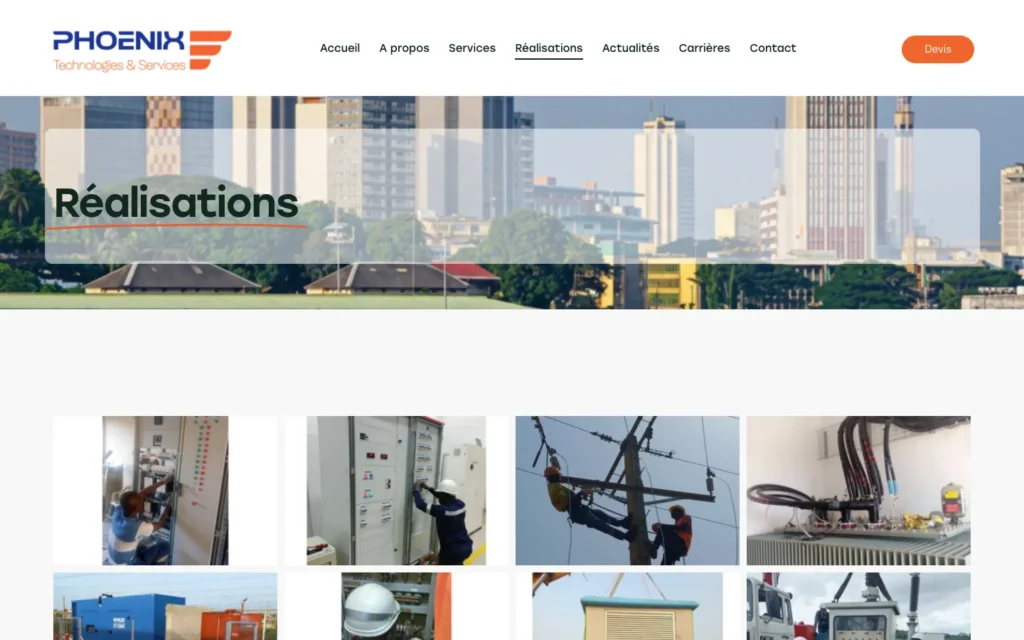 Site web Phoenix Technologies & Services : page interne 3
