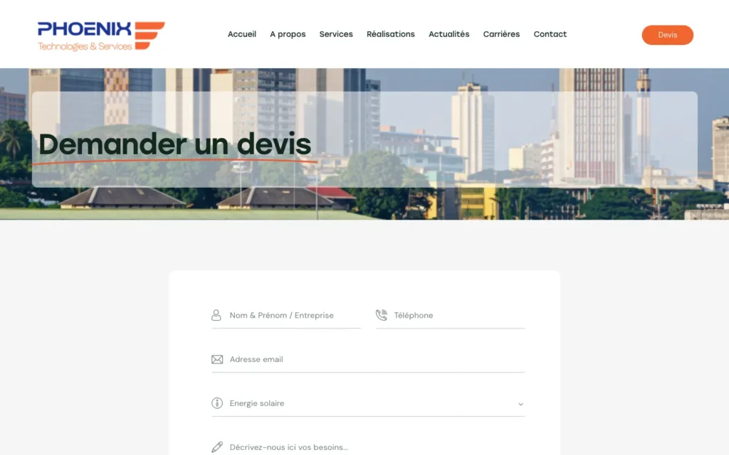 Site web Phoenix Technologies & Services : page interne 4
