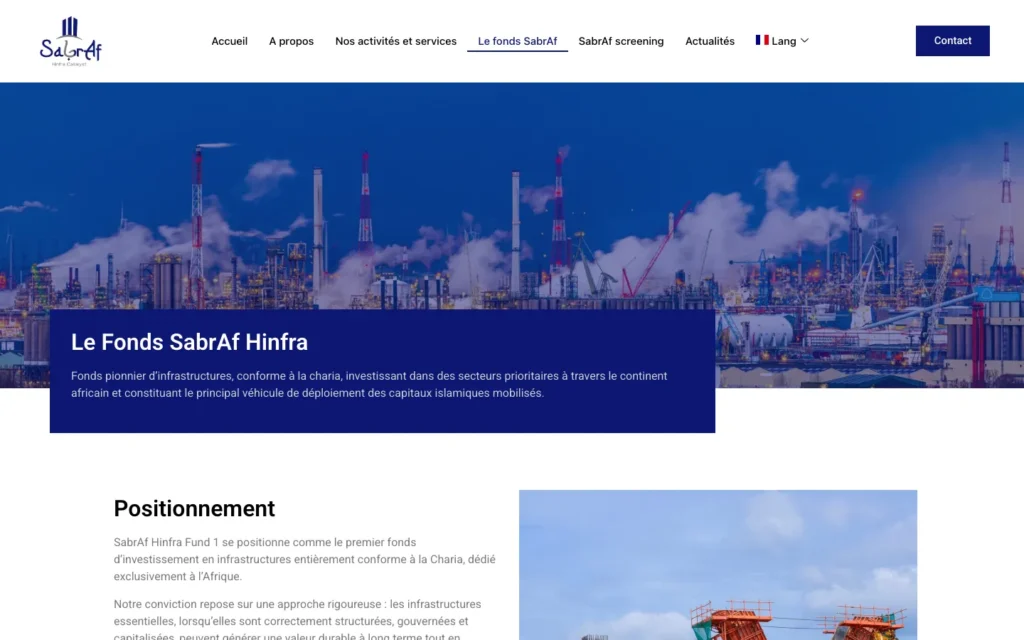 Site web SabrAf : page interne 3