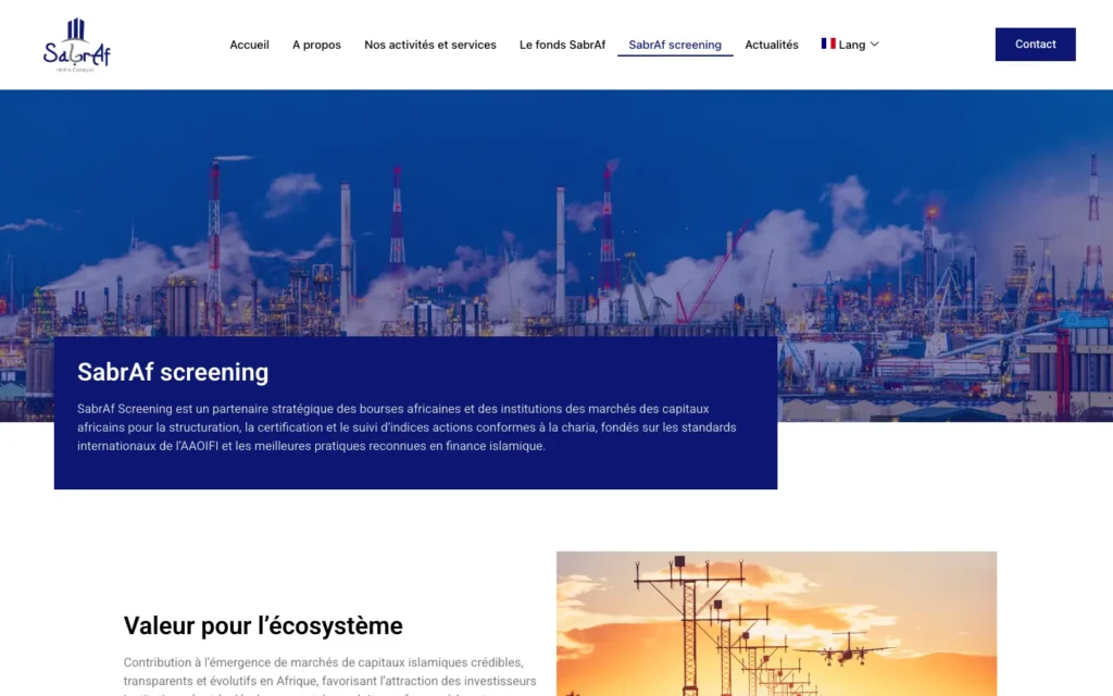 Site web SabrAf : page interne 4