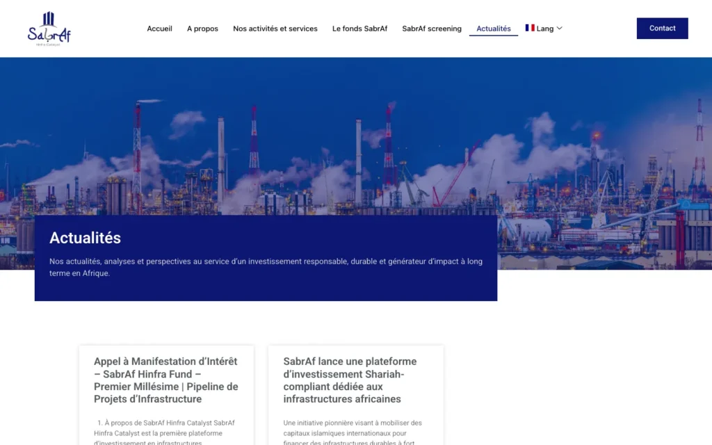 Site web SabrAf : page interne 5