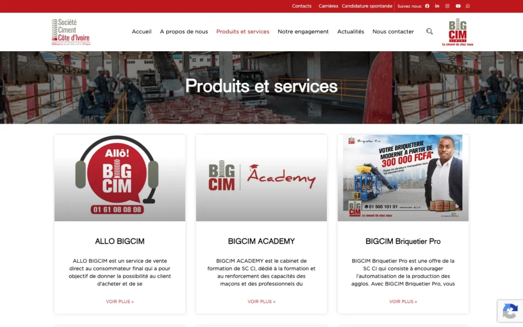 Site web SC-CI (BIGCIM) : page interne 2