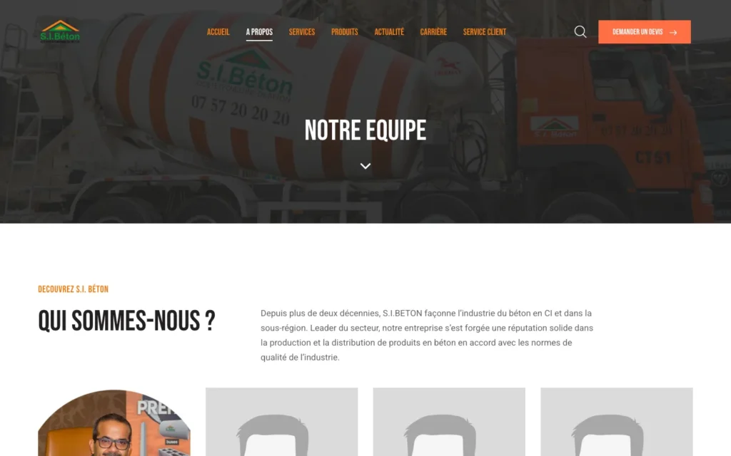 Site web S.I.Béton : page interne 2