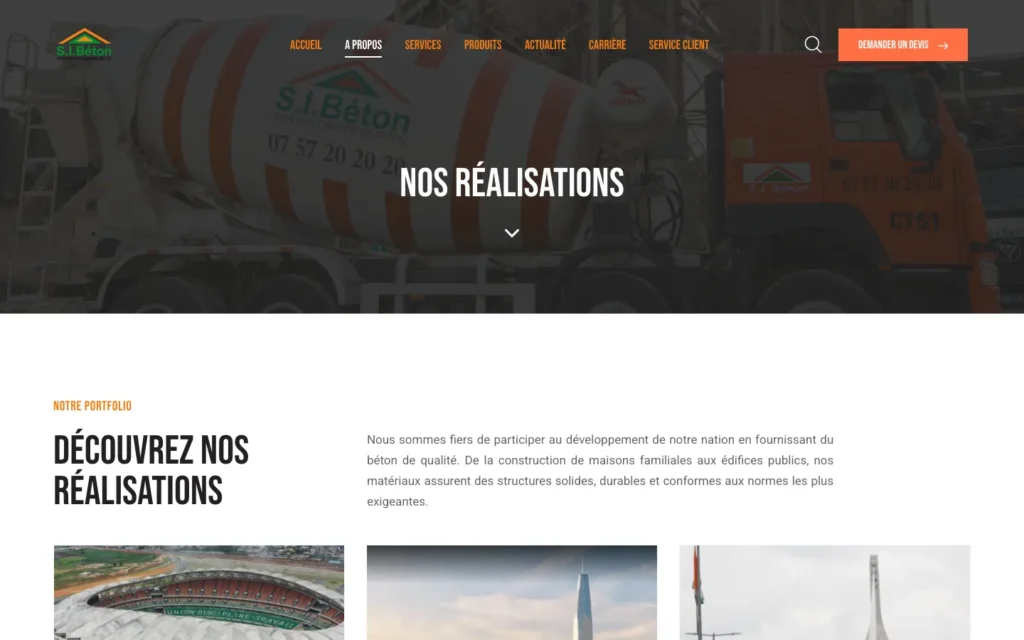 Site web S.I.Béton : page interne 4