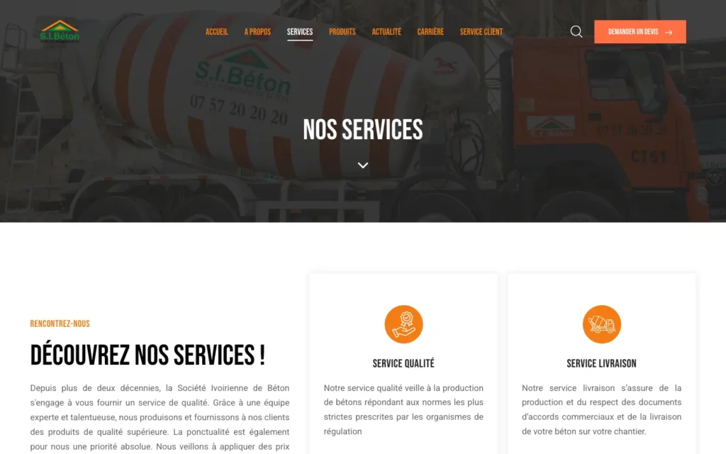 Site web S.I.Béton : page interne 5