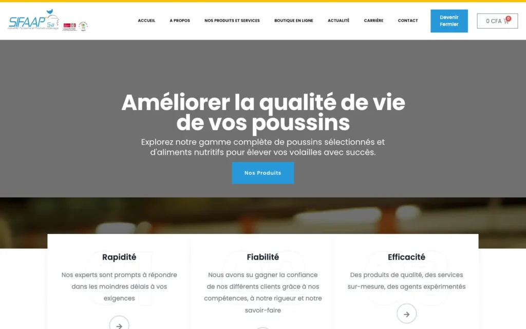Site web SIFAAP : page d'accueil