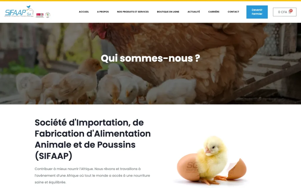 Site web SIFAAP : page interne 1