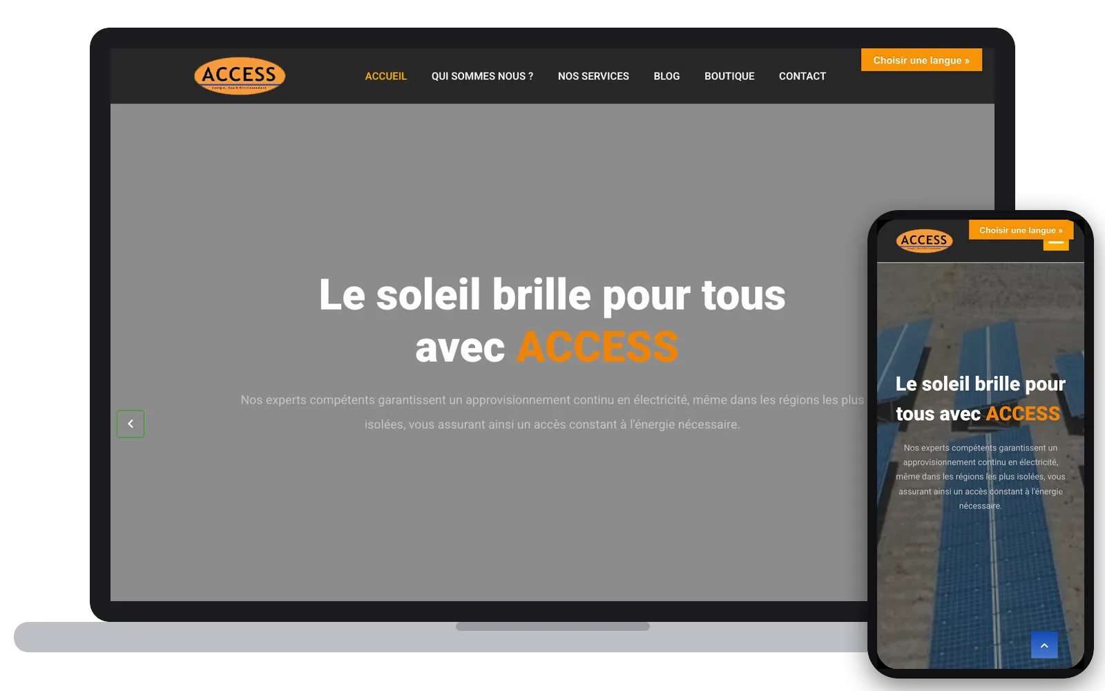 ACCESS : site web sur ordinateur et smartphone, réalisé par Digit Communication